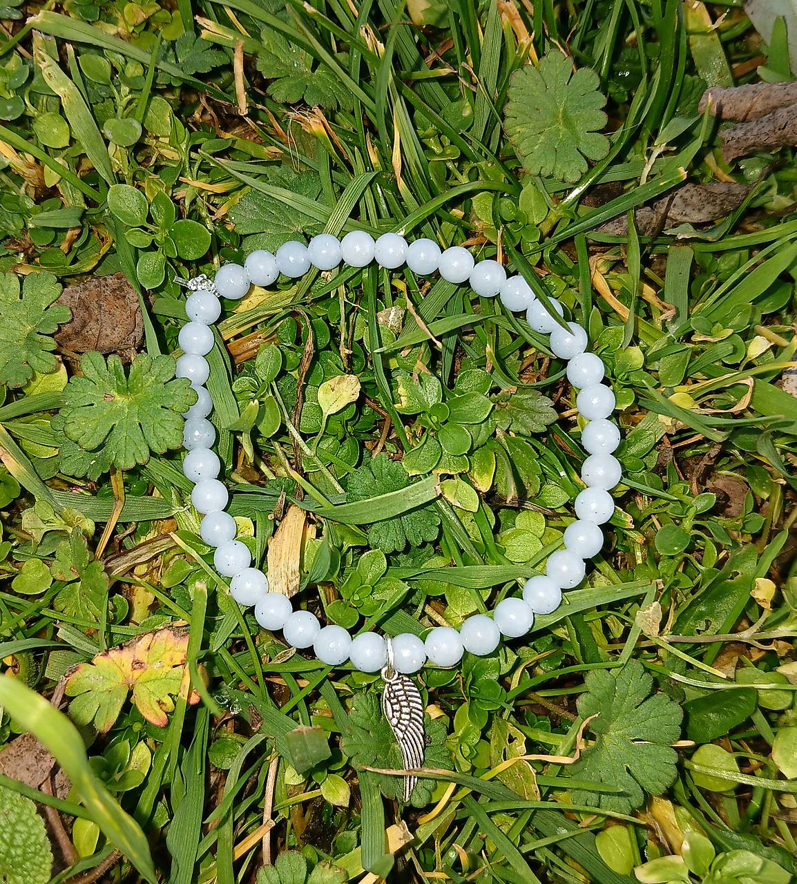 Náramek angelit s andělským křídlem