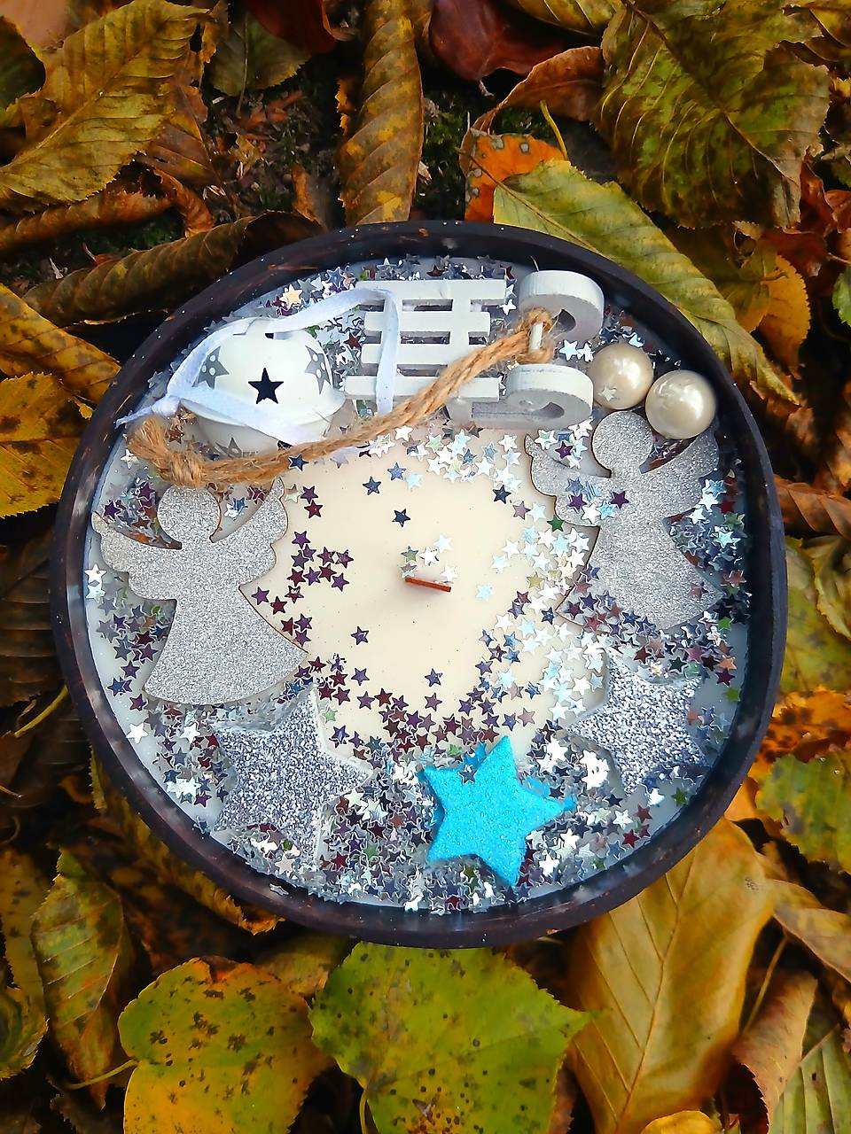 Svíčka vánočná anděl s hvězdami