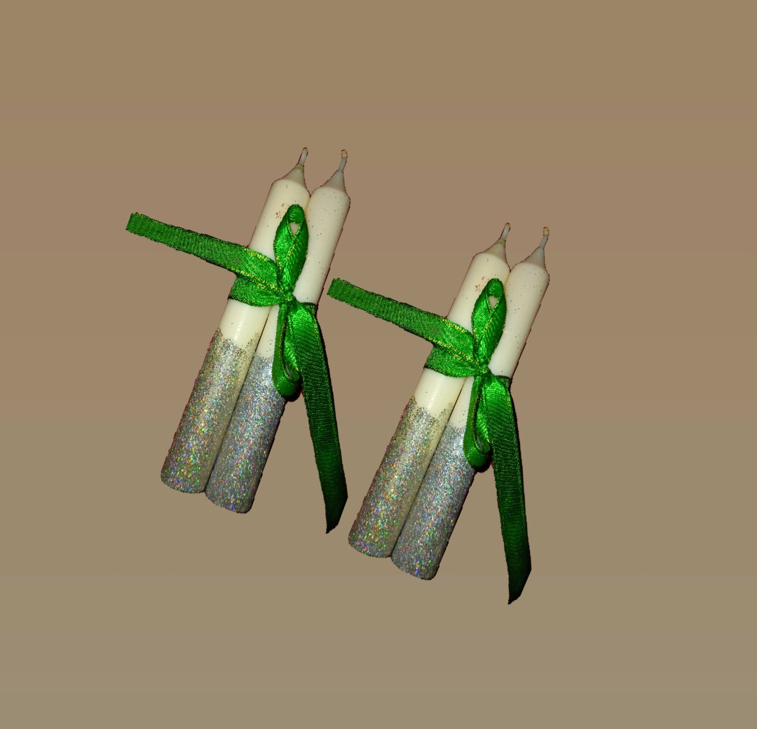 Adventní svíčky bíla a stříbrné třpytky sada 4ks - Obrázek 2